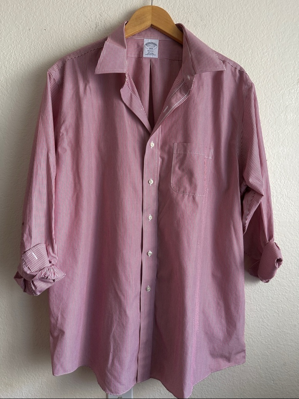 Brooks Brothers Red-and-White Pinstripe Button-Down Shirt